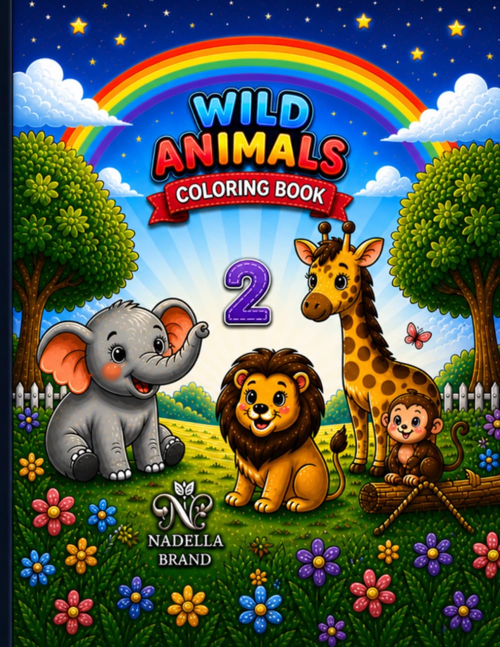 Wild Animals Coloring Book for Kids: Bold and Easy Coloring Pages for Toddlers and Preschoolers (Nadella Coloring Series)