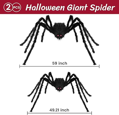 Miniatura 2 de Nirohee Decoraciones de Halloween al aire libre, paquete de 2 arañas gigantes para decoración de fiesta de Halloween, arañas grandes para