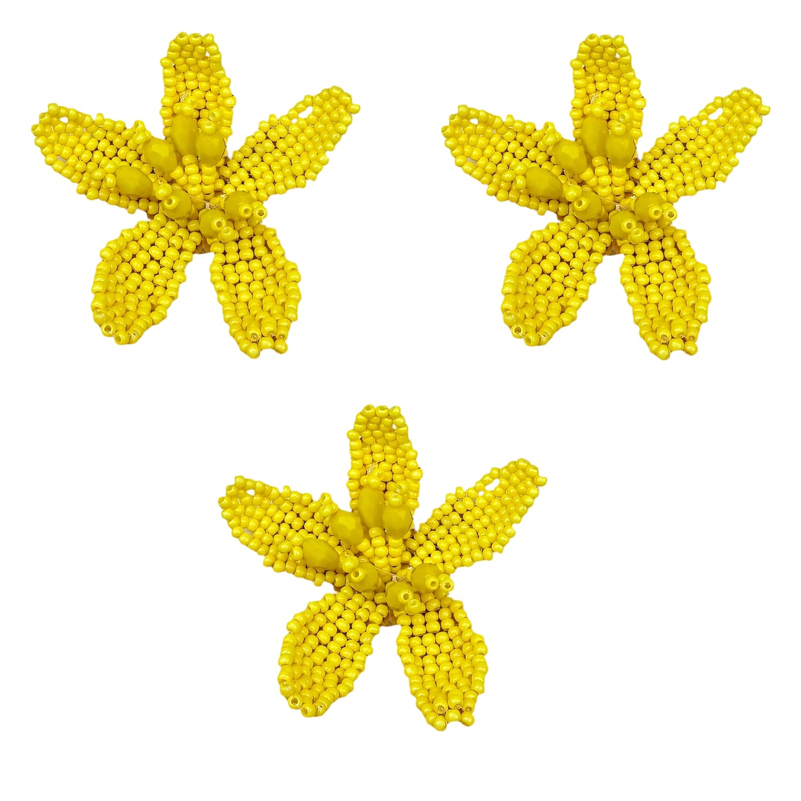 Tsophreniq 3Pcs Bead Flower Appliques Alloy Beaded Flower Charm for Sewing Craft Shoe Bag Garment Embellishment Colorful Stone Beads