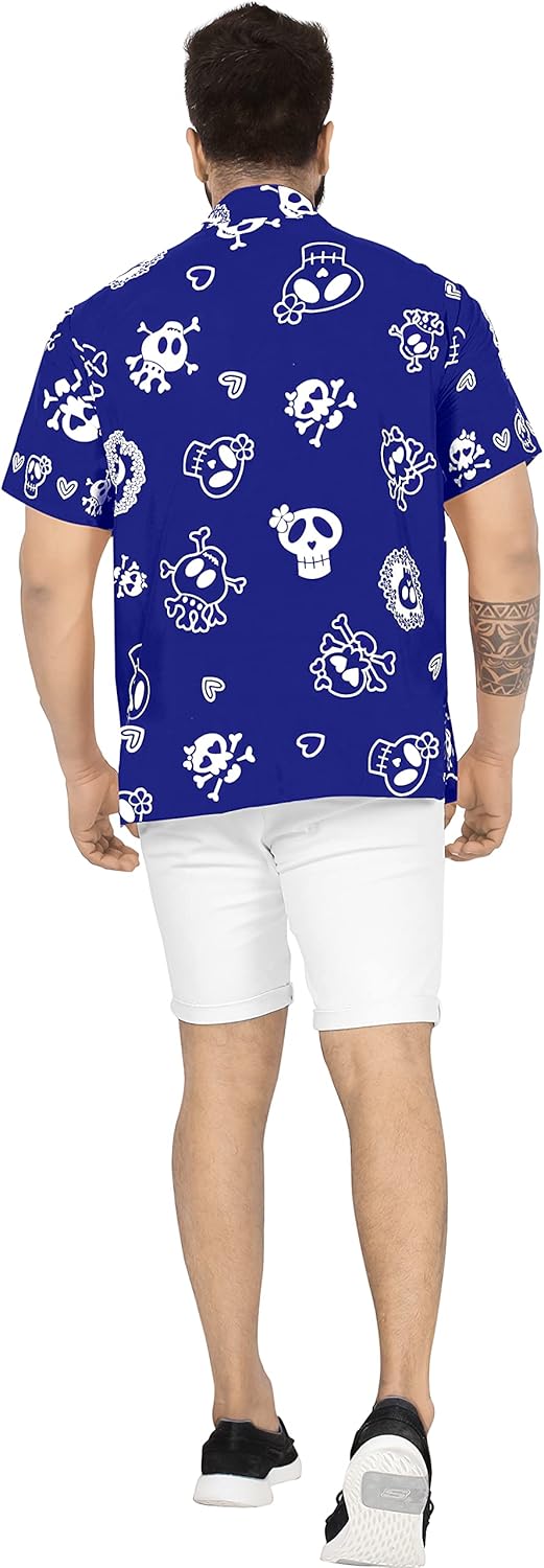 LA LEELA Men's Halloween Pirate Costumes Hawaiian Shirts Short Sleeve Button Down Shirt Mens Casual Tropical Shirts for Men - Image 4