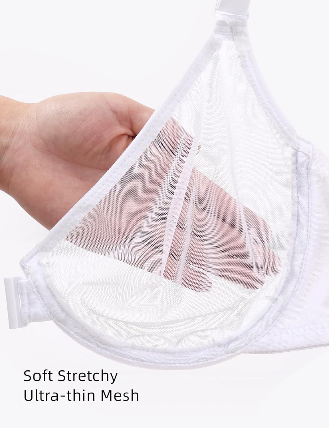 Women's Racerback Sexy Sheer Front Closure Plunge Bra Balconette See-Through Unlined Underwire Bras - Image 2