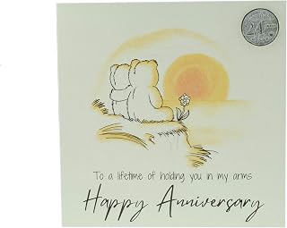 Pirantin Cute 24 Year Anniversary Card, Sunset Bears – Free Metal 24th Anniversary Love Token Gift (gc-annisunset24)