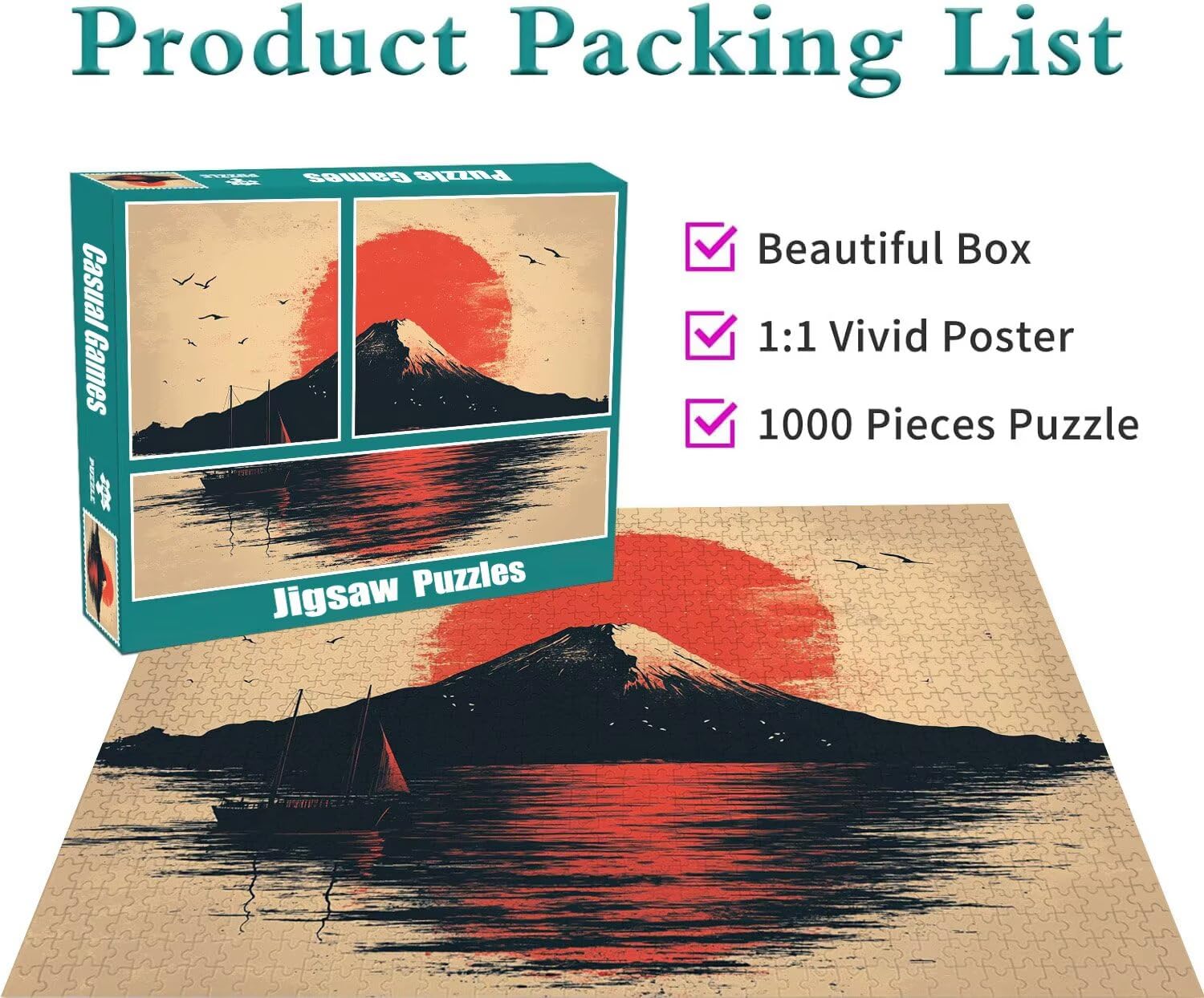 Puzzle Erwachsene 2000 Teile Sonnenuntergang Berg Educa Jigsaw für Kinder ab 8 Jahren Mädchen Jungen, Erwachsene Impossible Klassische Puzzles, Anspruchsvoll Spielspaß, Als Geschenke 70x99cm t-598