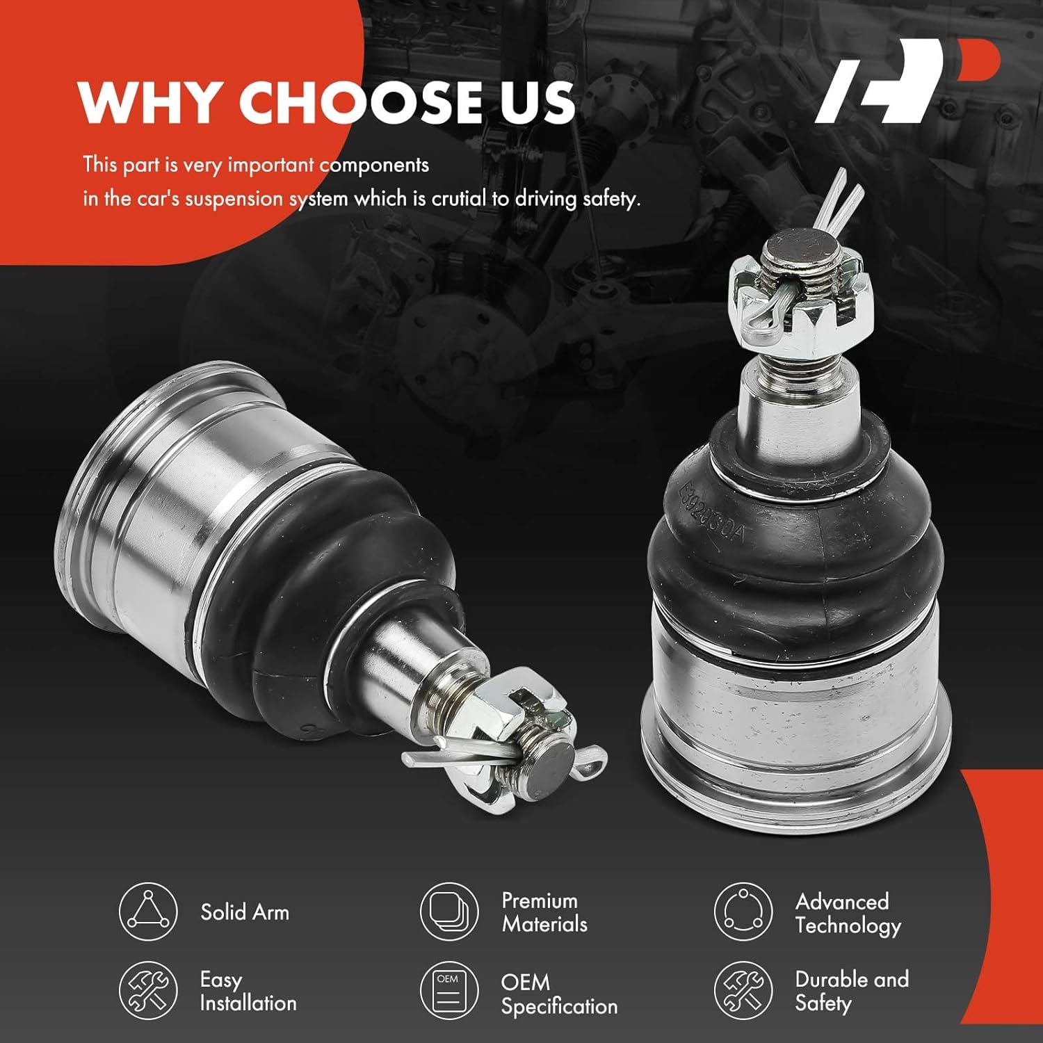 A-Premium 2 x Front Lower Ball Joint, Compatible with Honda Accord 2008-2012, Crosstour 2012-2015, Accord Crosstour 2010-2011 & Acura TL 2009-2014, TSX 2009-2014