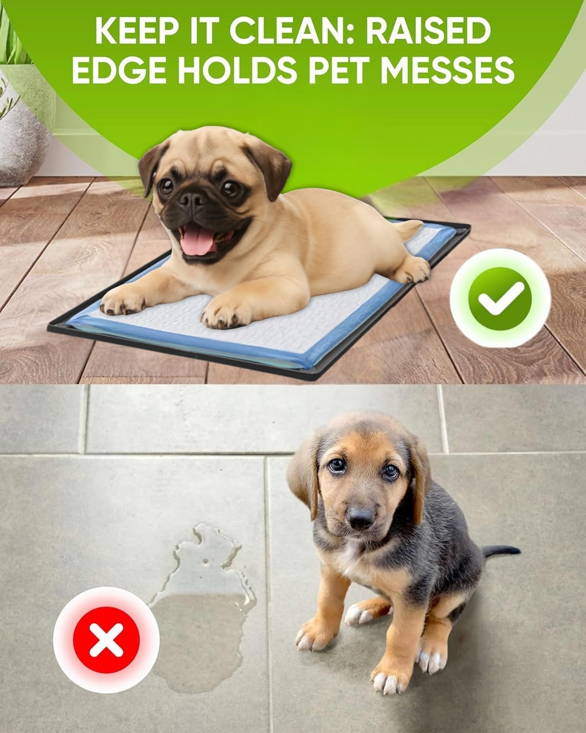 Skywin Pee Pad Halter Klein für 29,1 x 43,2 cm Trainingspads - Leicht zu reinigen und aufzubewahren Hund Welpen Pad Halter - Silikon Wee Wee Pad Halter, Kein Verschütten Puppy Pad Halter (Grau)