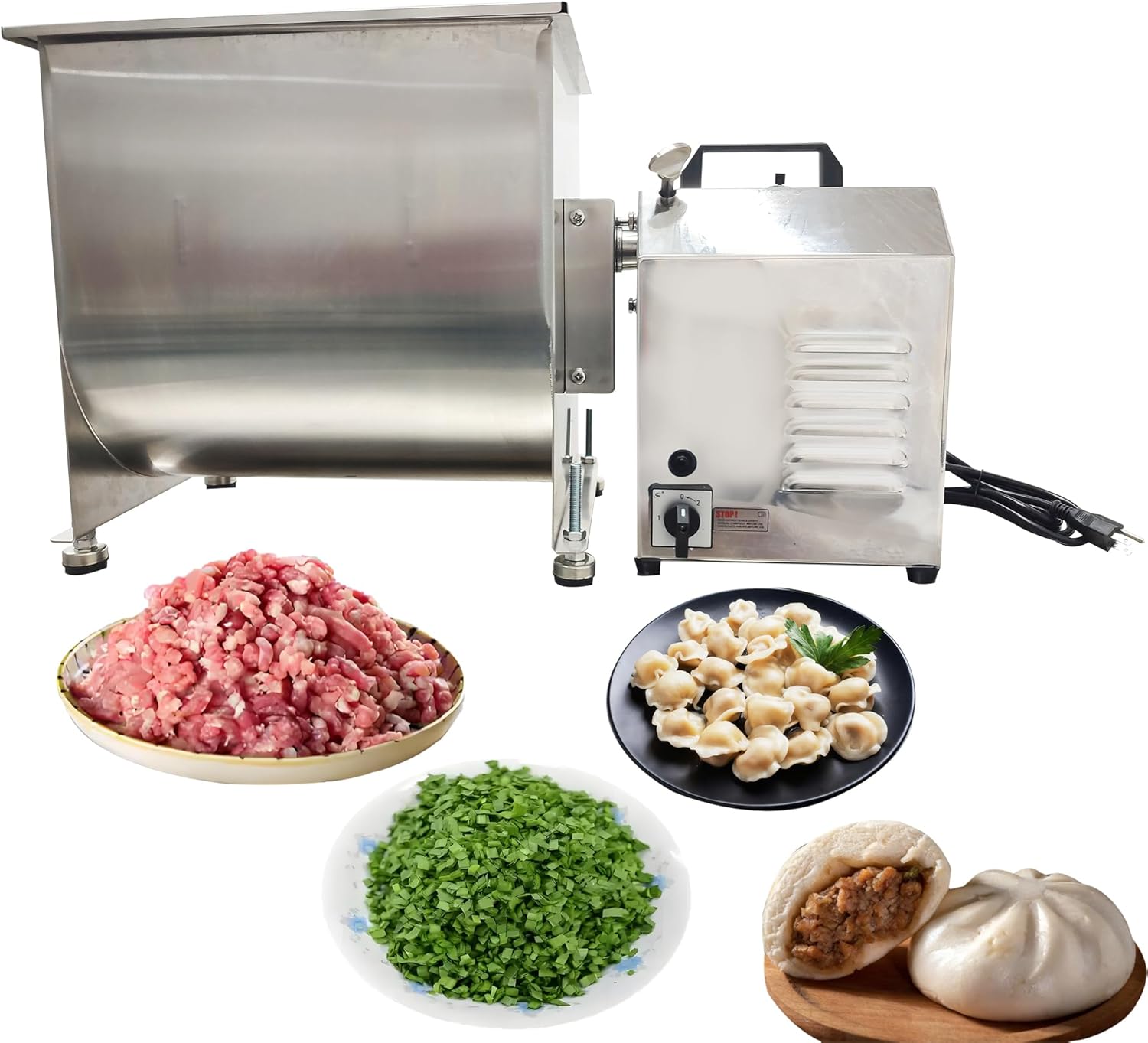 40L Meat Mixer & Blender, 550W Stainless Steel Stuffing Mixer, with Forward & Reverse Rotation, Electric/Manual Food Processor For Home & Commercial Use in Processing Sausages Dumplings 40L Meat Mixer & Blender, 550W Stainless Steel Stuffing Mixer, with Forward & Reverse Rotation, Electric/Manual Food Processor For Home & Commercial Use in Processing Sausages Dumplings