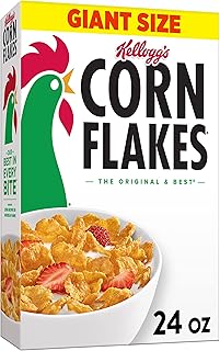 Kellogg's Corn Flakes Breakfast Cereal, Kids Cereal, Family Breakfast, Giant Size, Original, 24oz Box (1 Box)