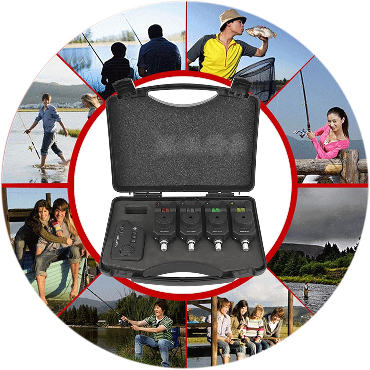 Pongnas ABS Plastic Fishing Electronic Fish Bite Alarm Finder with Sound Alert and LED Indicator