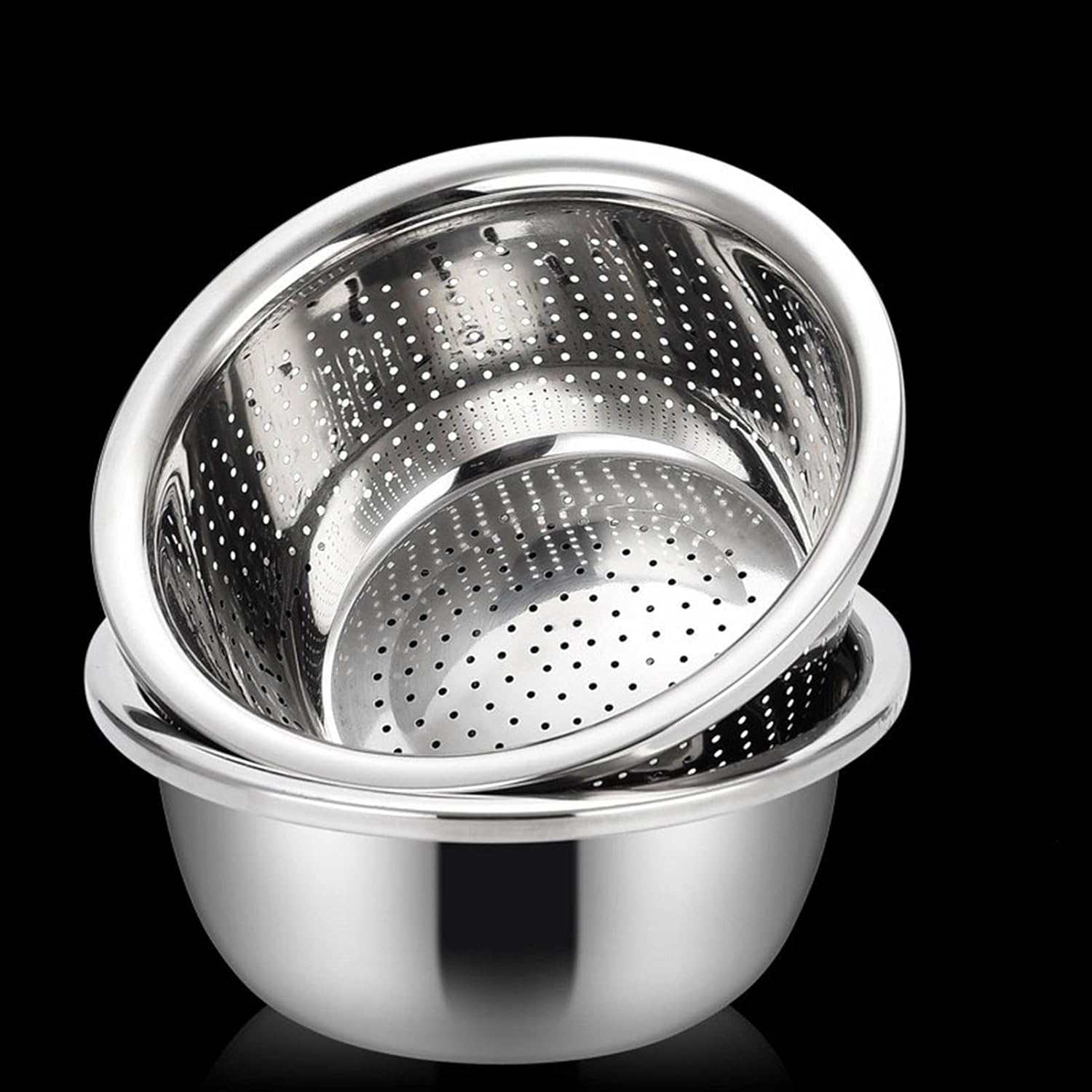 Stainless Steel Mixing Bowls, Soup Basin Drain Basin 5 Piece Set For Space Saving Storage, Home, Refrigerator, And Kitchen Food Storage