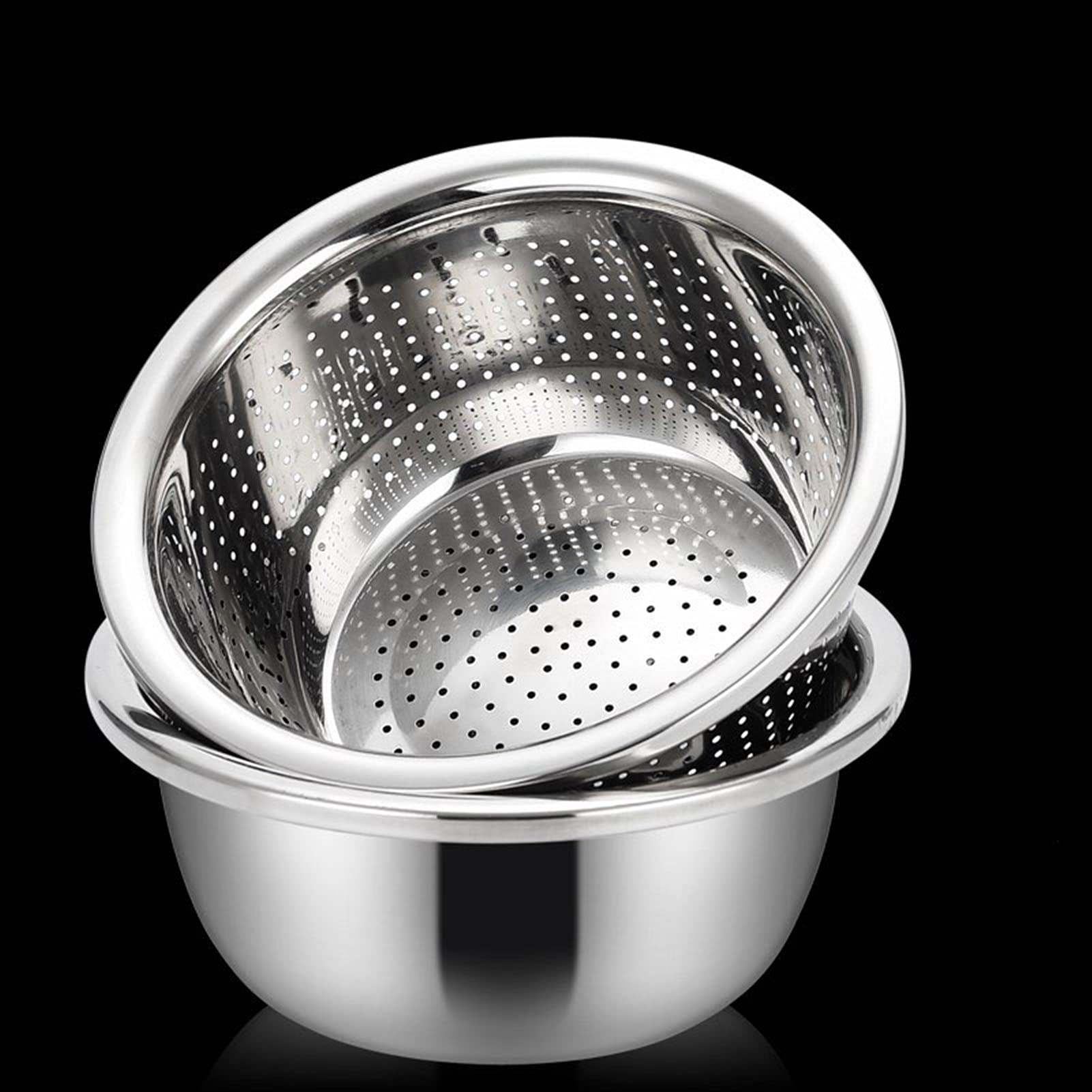 Juego de 5 piezas de cuencos para mezclar y lavabo para sopa de acero inoxidable, almacenamiento que ahorra espacio para el almacenamiento de alimentos en el hogar, el refrigerador y la cocina.