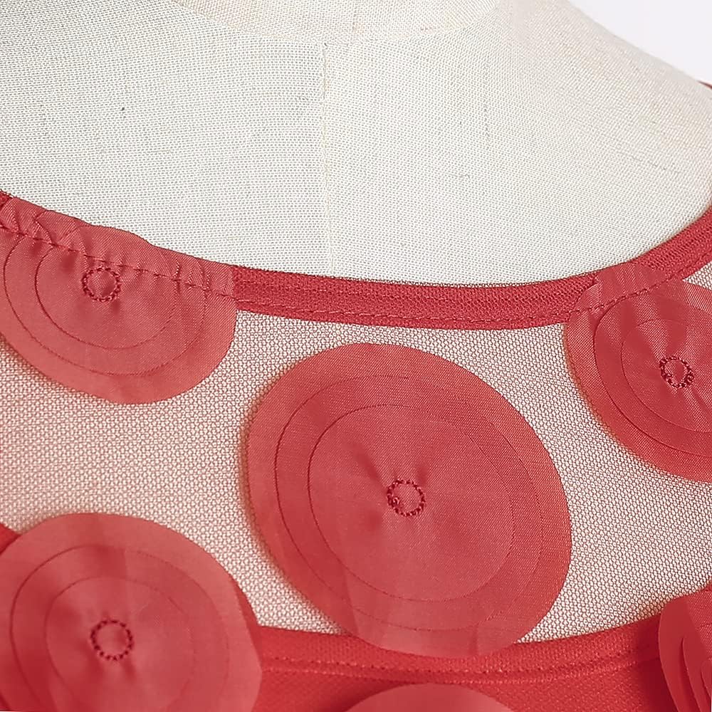 HD Afircan Women Applique Flower Dress Boat Neck Caftan Chiffon Gown One Size - Image 6