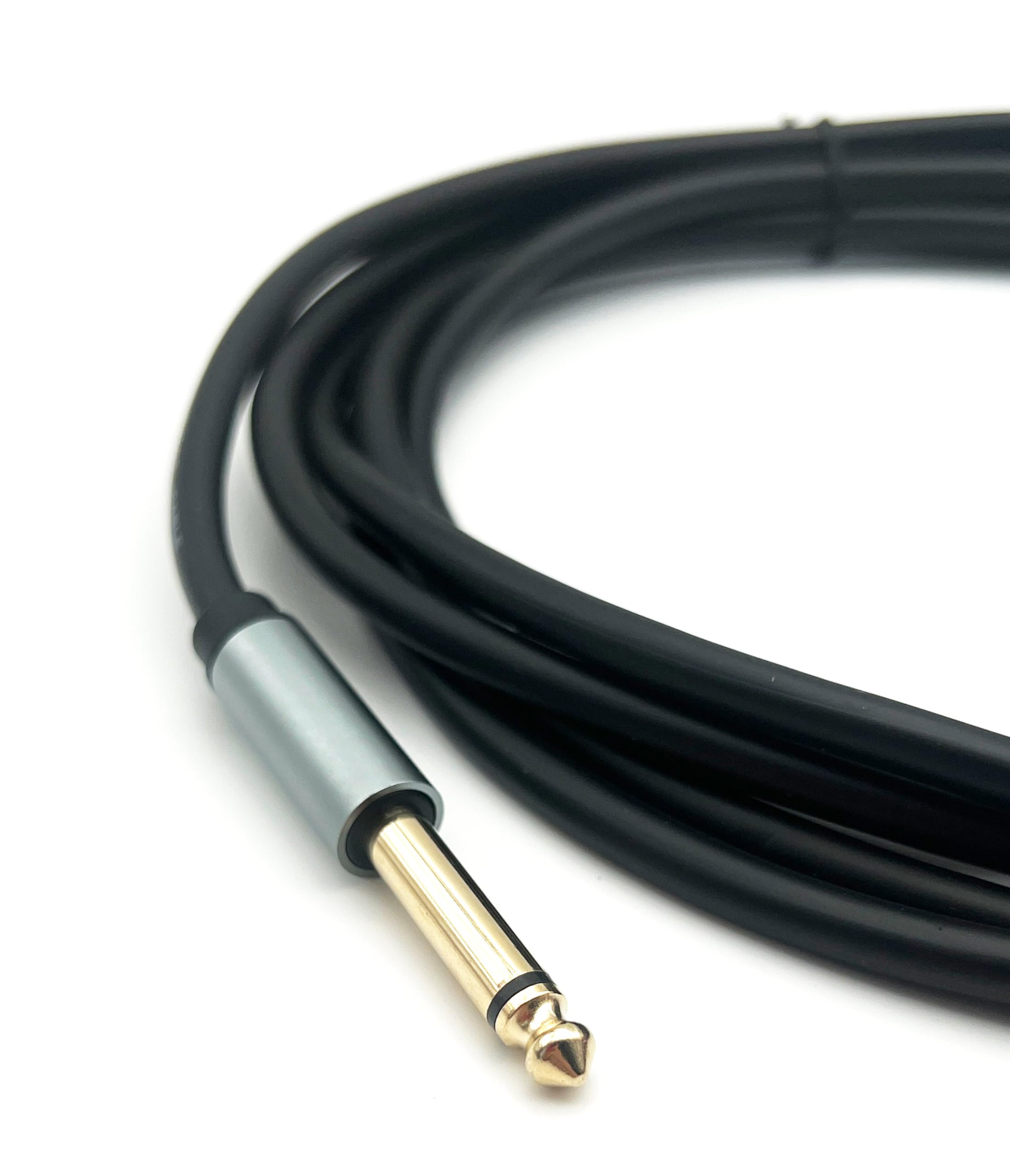 Câble de guitare 6,3 mm (câble audio mono avec prises jack pour guitares électriques/basses, claviers/synthétiseurs, à connecter à des amplis) – 4,9 m, noir, 3 mètres