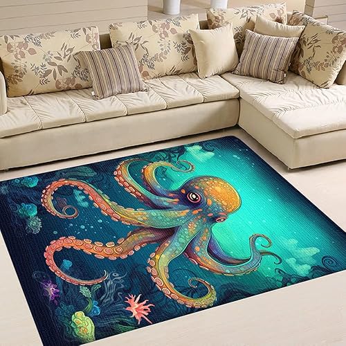 Miniatura 2 de Alfombra de pulpo personalizada  Alfombras de pulpo para sala de estar  Alfombras de pulpo, alfombra de pulpo para cocina, alfombra temática de