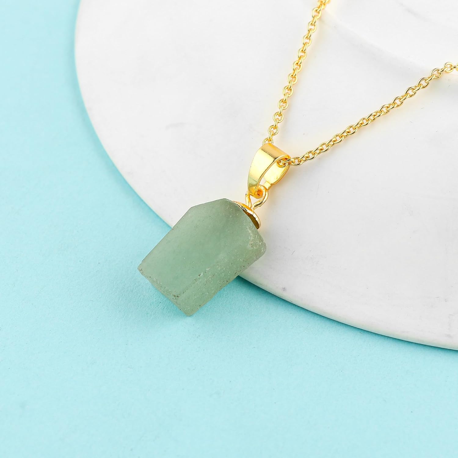 Raw Gemstone Pendant Necklace for Women |Natural Healing Crystal Rough Pendant 15–25 Carat | 8–14 mm Stone |Gold Plated Chain 16+2 Inch Adjustable | Gift Jewelry - Image 4