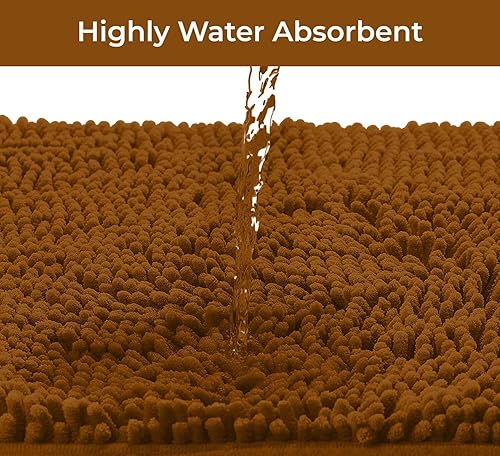 Miniatura 4 de LuxUrux Juego de 2 alfombras de baño de felpilla ultra afelpadas, incluye alfombra de pasillo, suave, absorbente, antideslizante y elegante (27 x 47