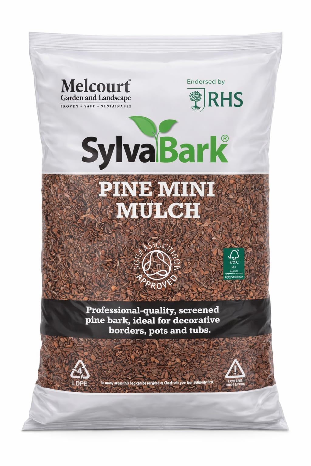 Muddy Hands Melcourt SylvaBark Pine Mini Mulch 50 Litre - Premium Decorative Pine Bark Mulch for Garden Beds, Borders, Pots & Containers - RHS Endorsed Natural Mulching Bark