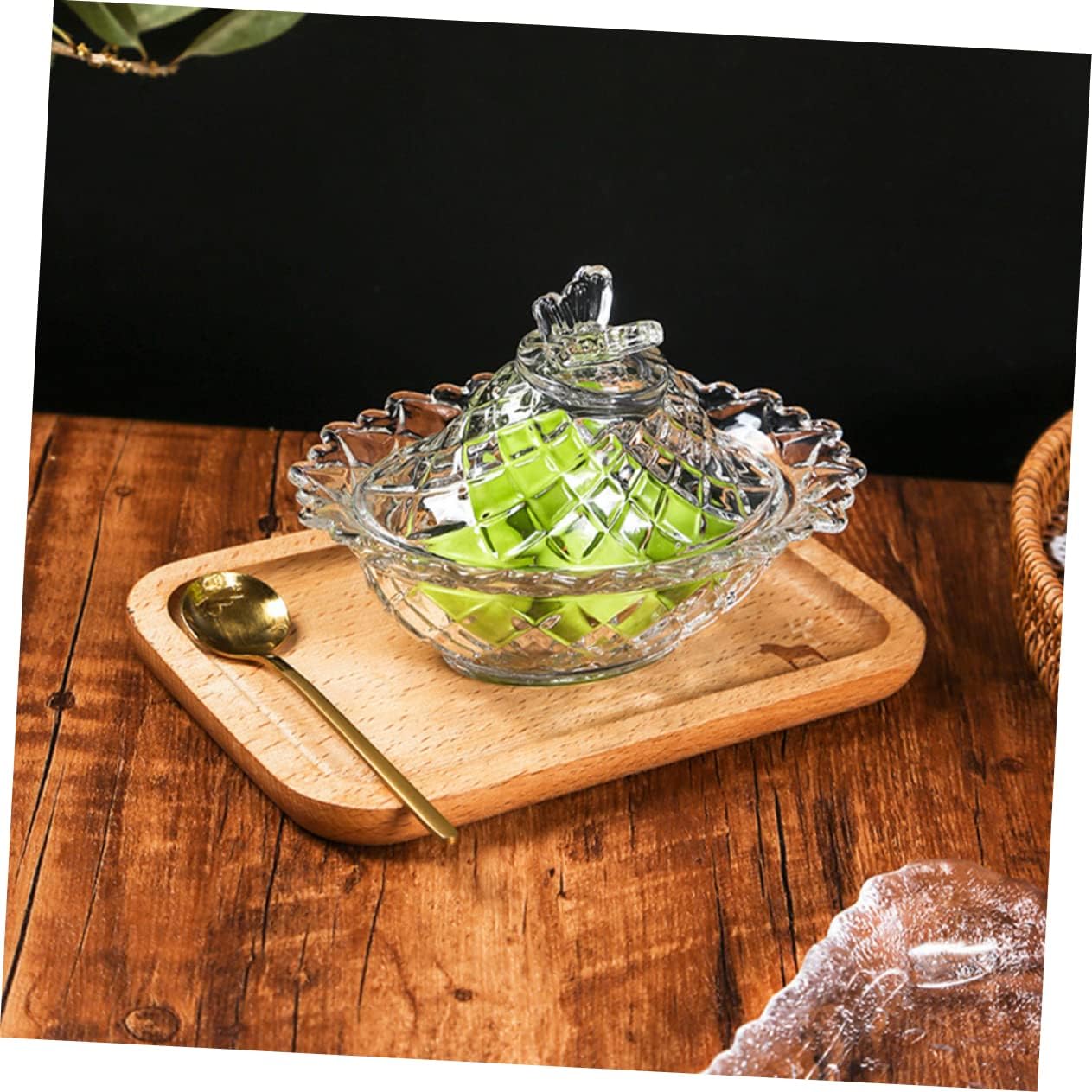 SHOWERORO Glass Dessert Serving Bowl Lid Elegant Snack and Fruit Storage Bowl for Home Use for Soups Rice Salads and More for Parties and Gatherings