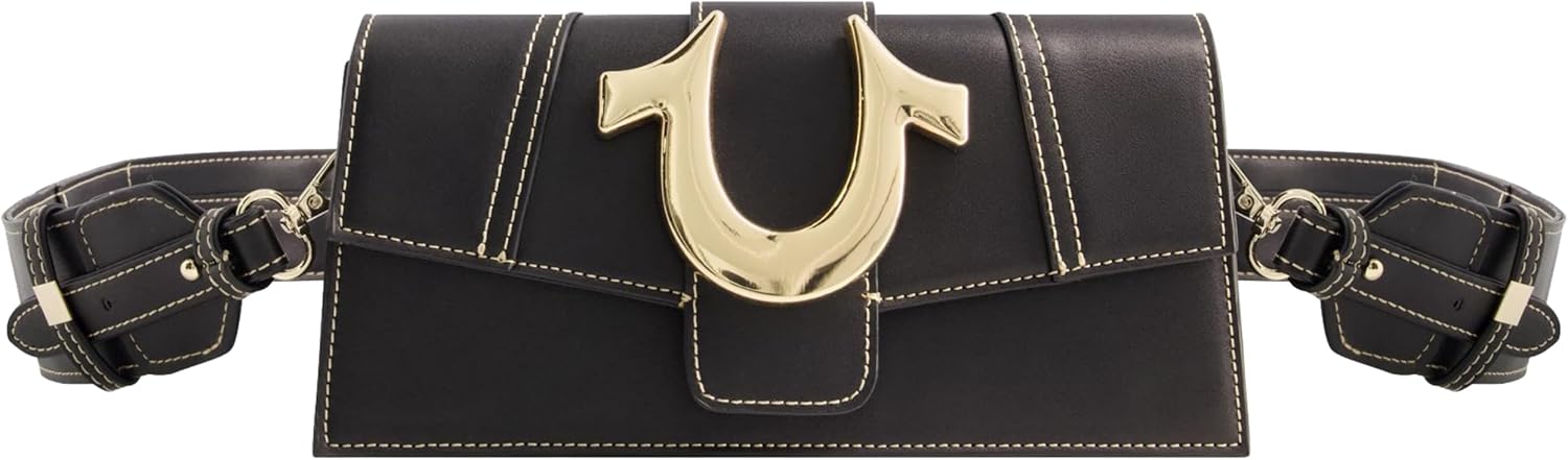 True Religion Women's Shoulder Bag Purse, Mini Flap Crossbody Handbag with Horseshoe Logo