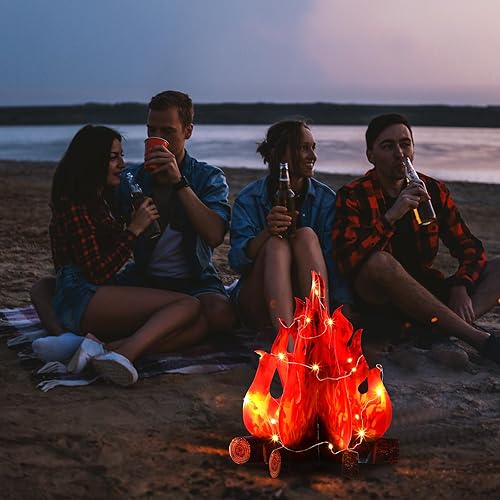 Miniatura 6 de Tioncy 6 juegos de centros de mesa de fogata falsos LED 3D con luces LED para campamento, fiesta, decoración de Navidad, antorcha de llama (15.8