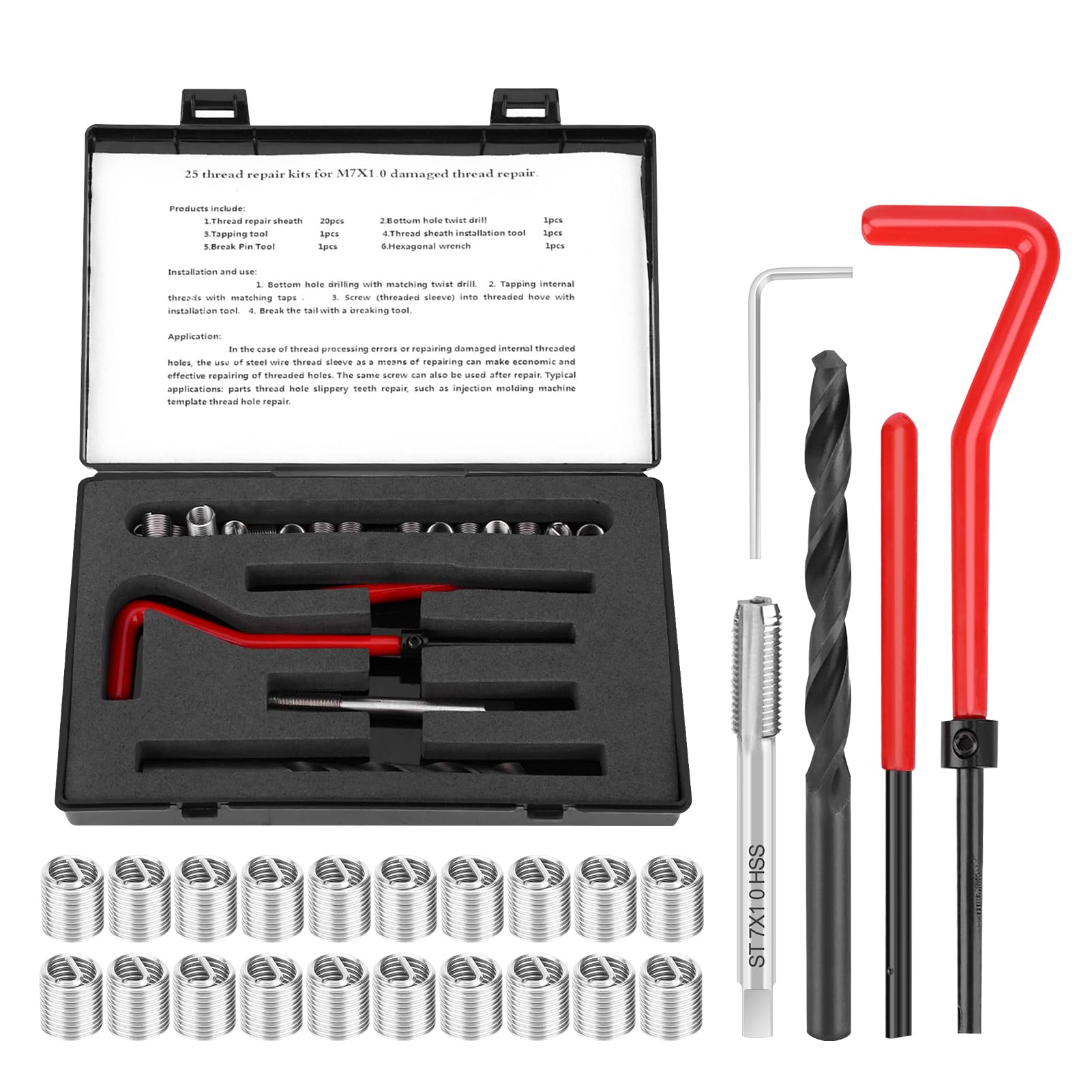 Amazon.com: 25Pcs M7x1 Thread Repair Kit Stainless Steel Twisted