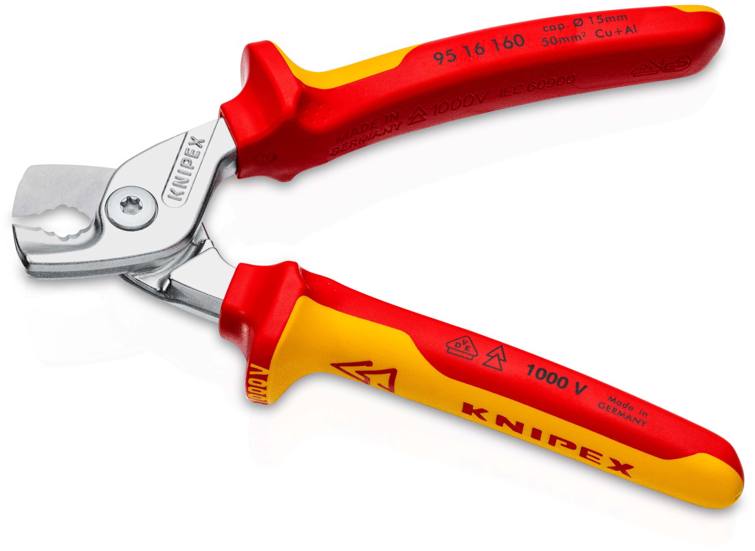 Knipex StepCut Coupe-câbles chromée isolées par gaines bi-matière, certifiées VDE 160 mm, 95 16 160