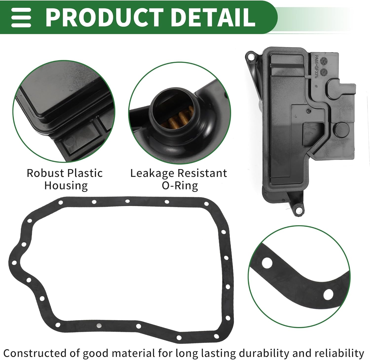 Motoforti Automatic Transmission Filter Kit Transmission Oil Filter Set for Toyota RAV4 2.5L 2016-2019 Plastic Rubber with Gasket No.3533073021 Black