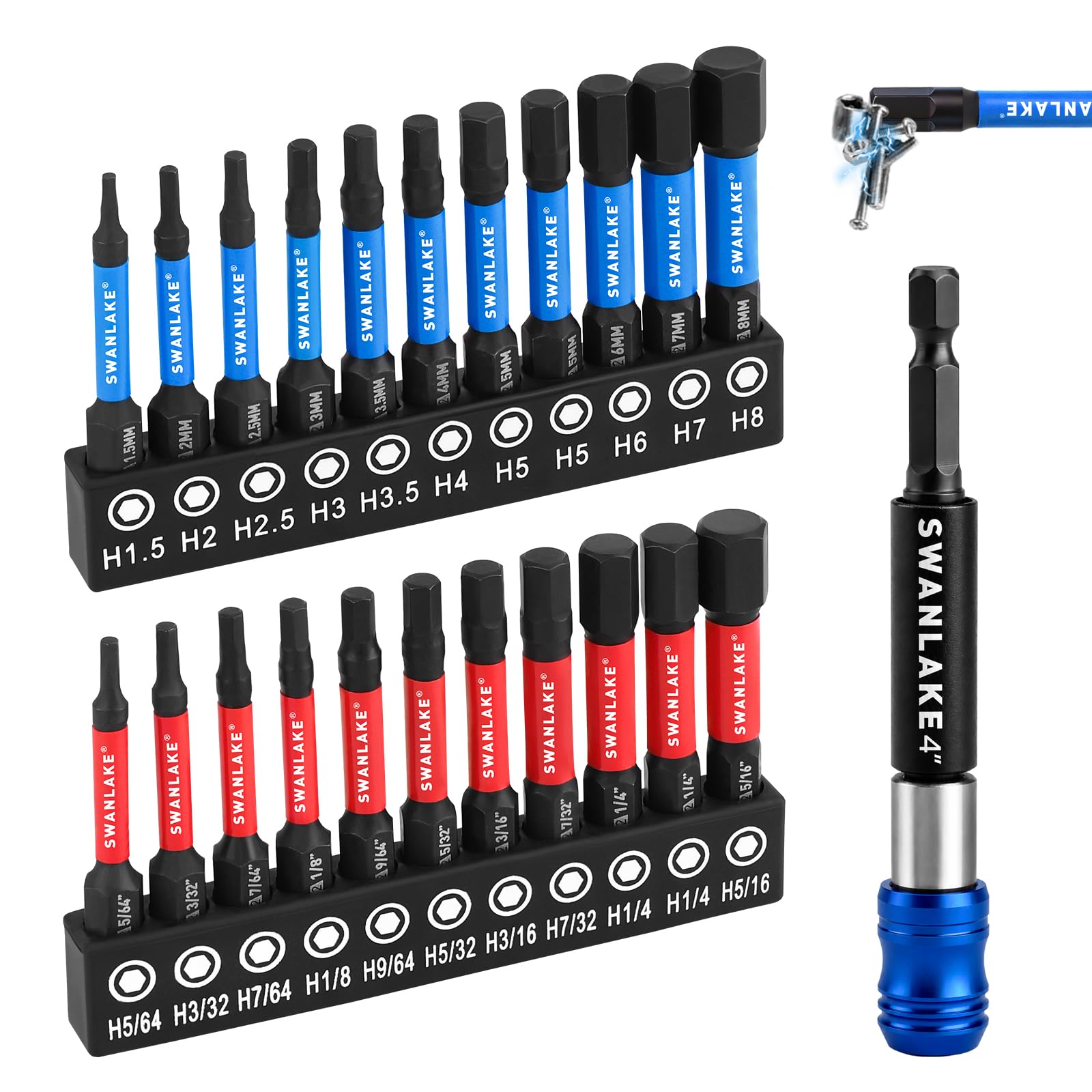 SWANLAKE Hex Bit Set - 26 Piece Drill Bit & Holder -9 SWANLAKE Hex Bit Set - 26 Piece Drill Bit & Holder -9
