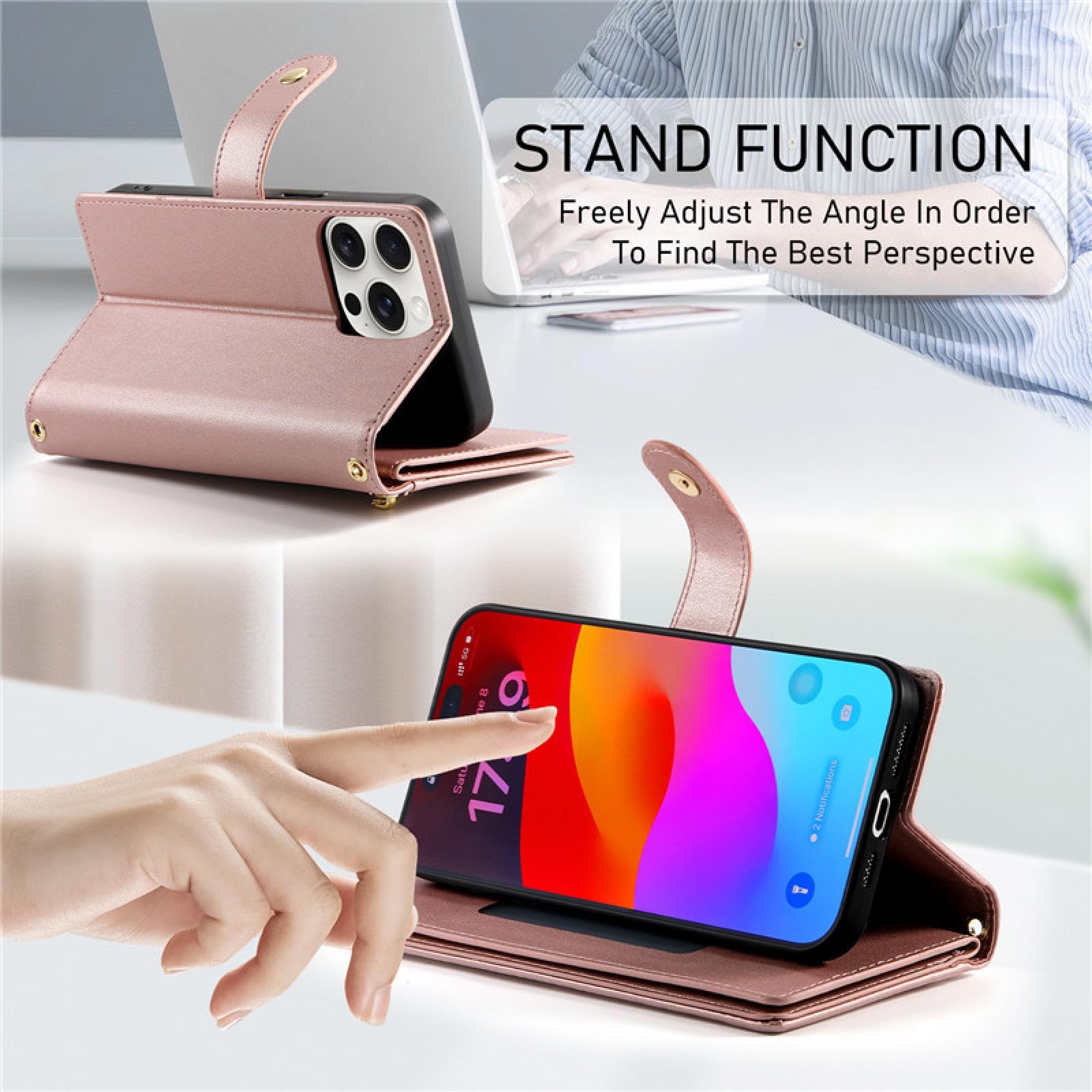Für iPhone 7Plus 8Plus Crossbody Zipper Card Wallet Ledertasche Lanyard Flip Purse Cover Bag (Für iPhone 7Plus 8Plus/Blau)