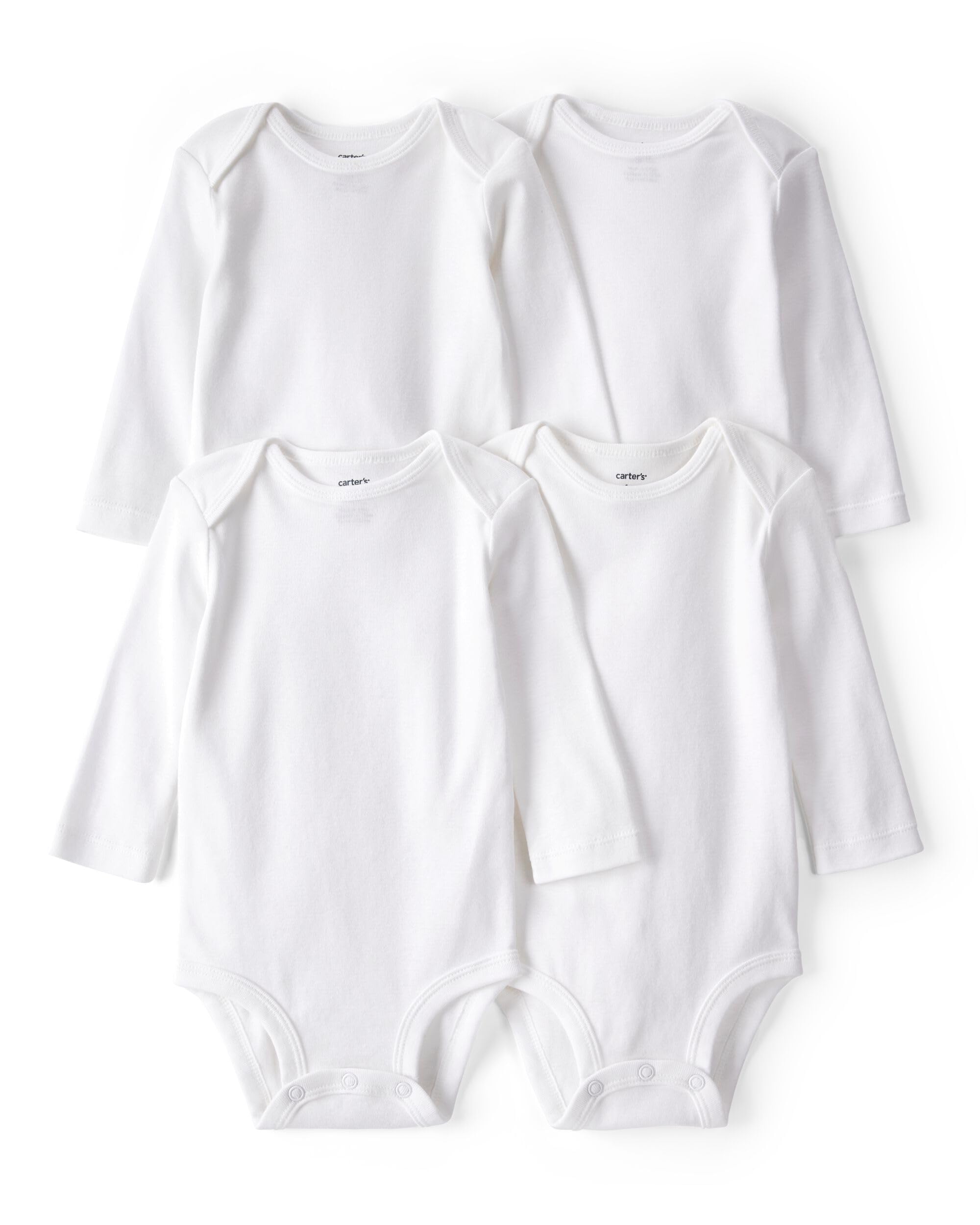 Carter's Baby Boys 4-pak body z długim rękawem (White Solids, Newborn), Białe substancje stałe, Neugeboren (Pack of 4)