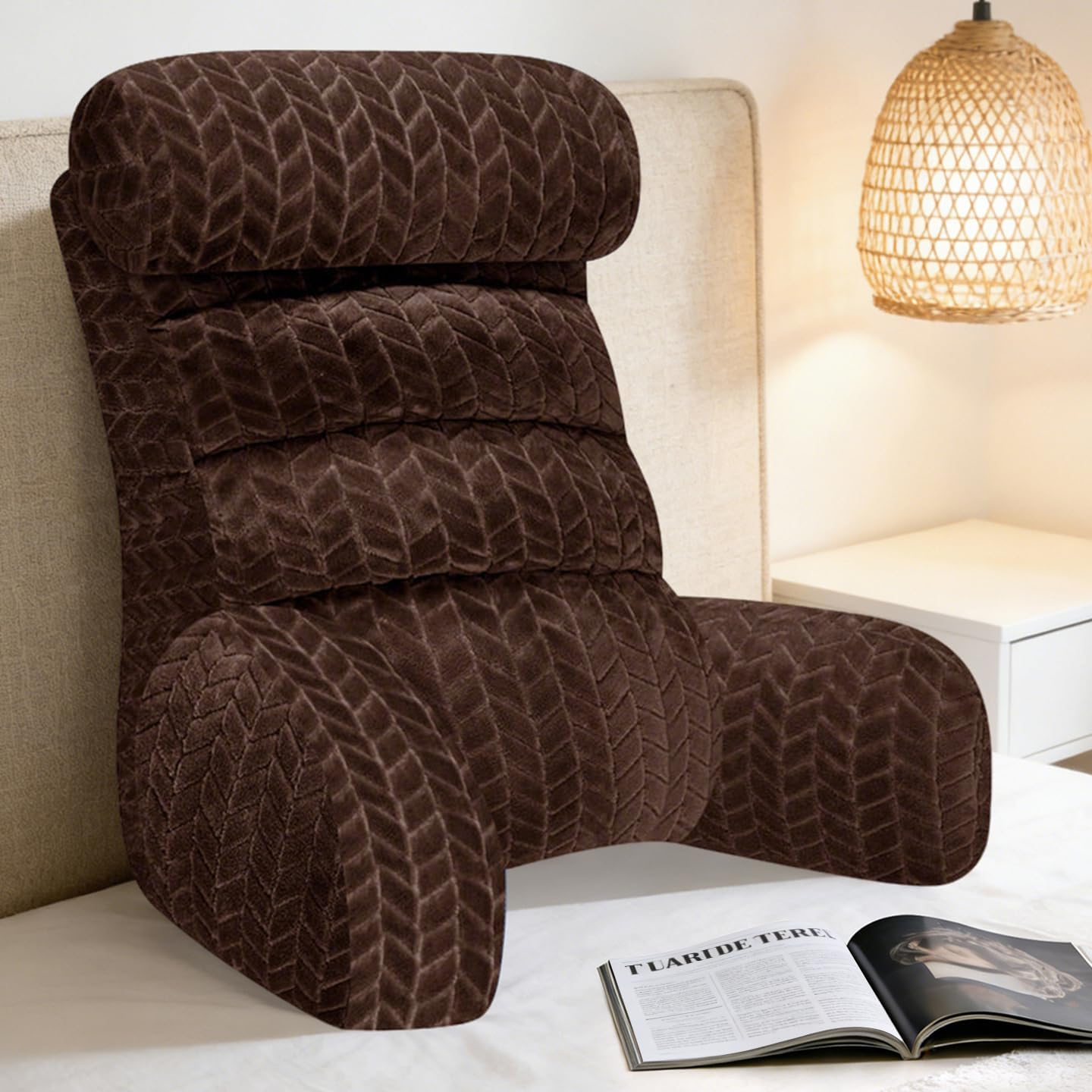 Reading Pillows for Sitting in Bed Adult | Back Rest & Lumbar Support, With Arms, Back Support Wedge, For Watching TV/Gaming/Relaxing
