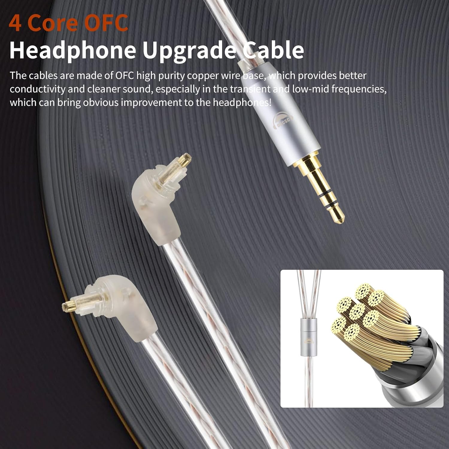 okcsc EXK to 3.5MM Upgraded Replacement Cable for Sony Earphones Cable 4 Core for Sony MDR-EX600 EX800 EX1000 MDR-7500 3.94FT 3.5MM