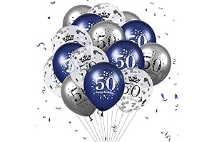 Elegant 50th Blue Birthday Balloons Decorations