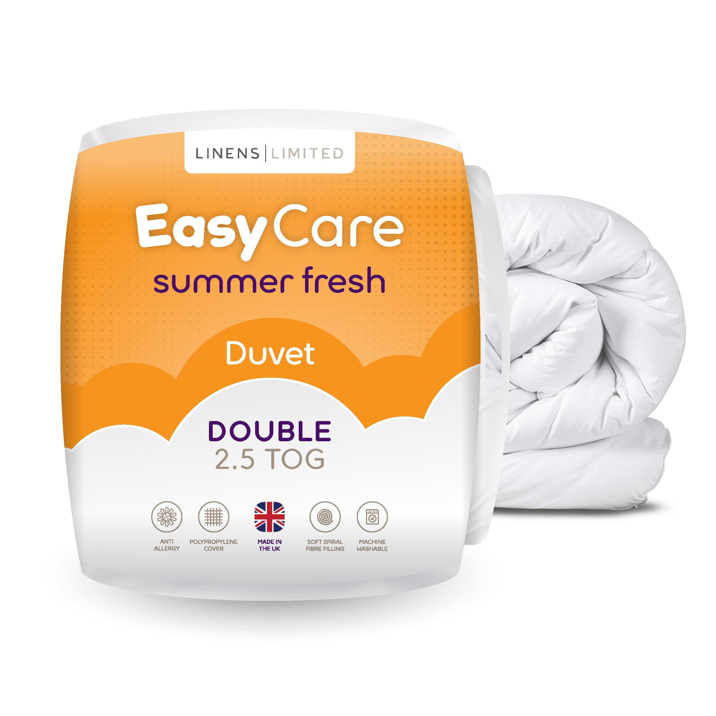 Linens Limited Double Duvet 2.5 Tog, Made in the UK, Easy Care, Summer Fresh Quilt, Soft a...