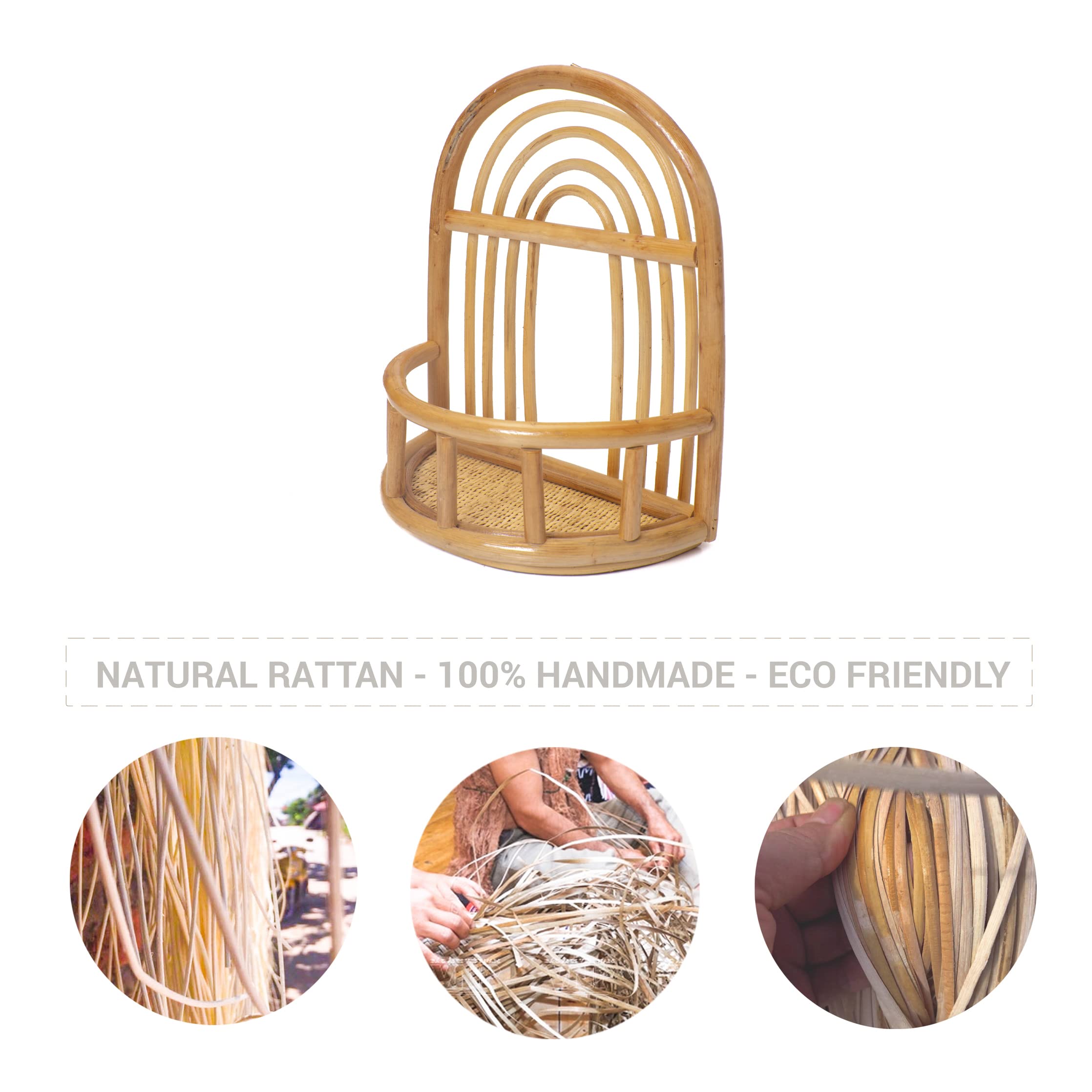 Huayeex Rattan Wandregal - Boho Deko Regal 37x30cm Für Wohnzimmer & Balkon