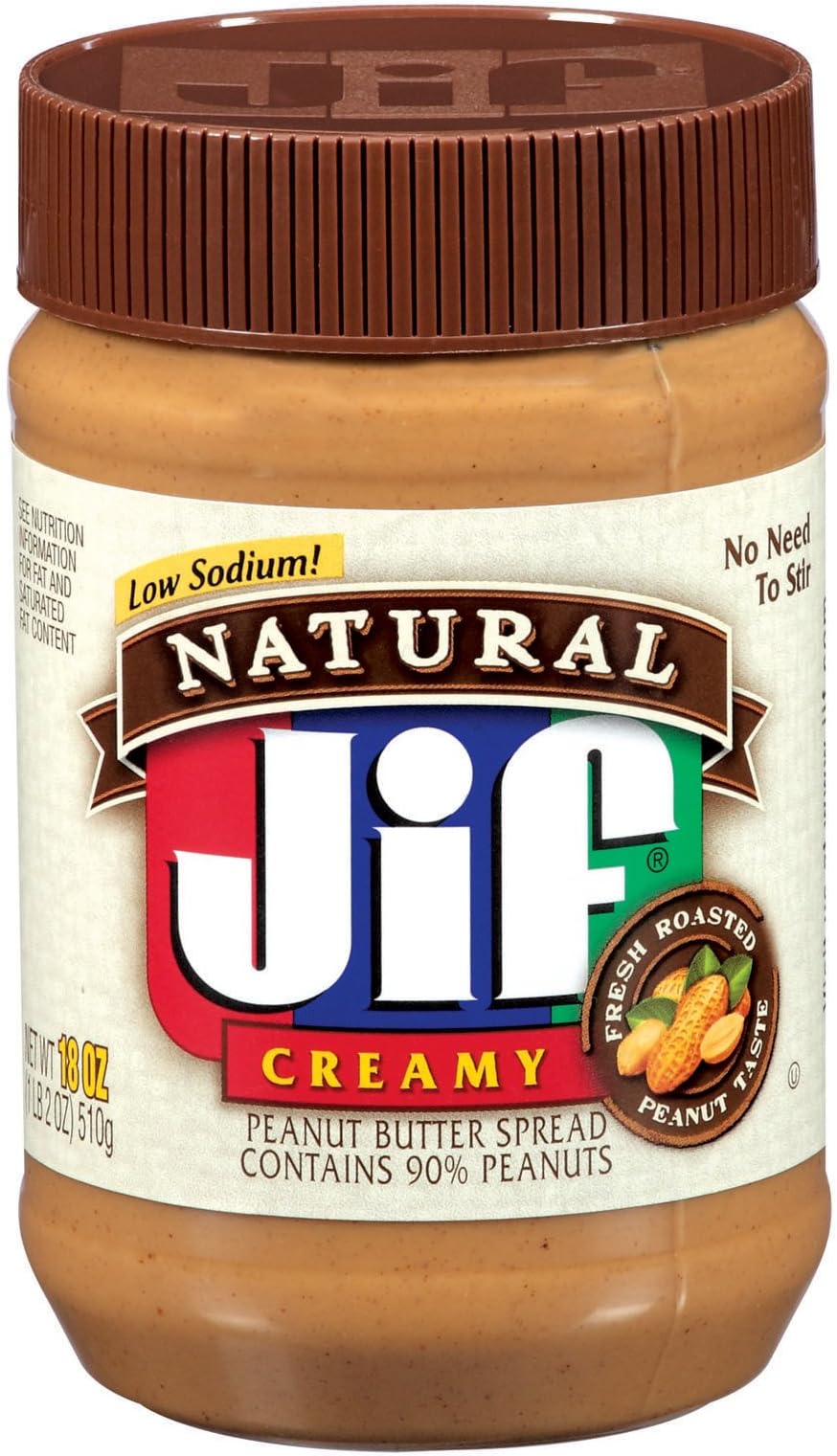 Jif Natural Creamy Peanut Butter Spread, 18-Ounce (Pack of 6)