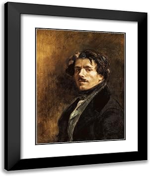 ArtDirect Delacroix, Eugene 20x24 Black Modern Framed Art Print with Double Matting Titled Self Portrait-ARC-05289