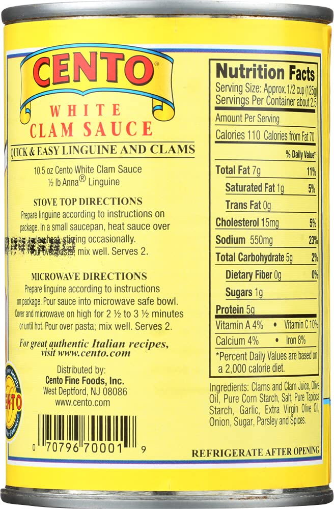 Cento White Clam Sauce, 10.5-Ounce Cans (Pack of 12) by Cento