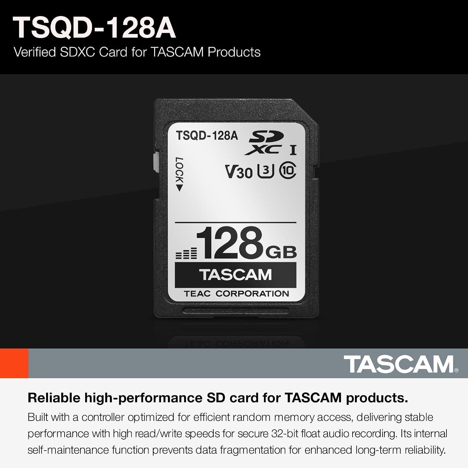 TASCAM TSQD-128A 128GB High Performance SD Card