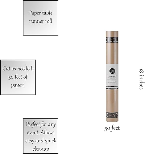Miniatura 3 de Santa Barbara Design Studio Camino de mesa de comedor de papel para camino de mesa de fiesta, rollo de papel desechable, 50 x 18 pulgadas, papel