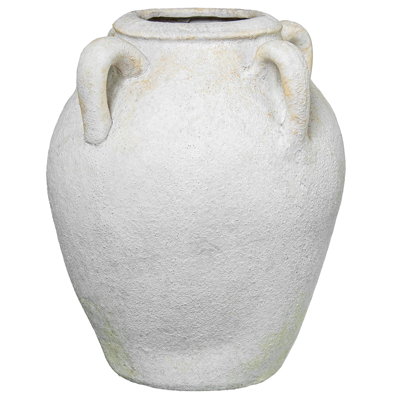 JARRÓN CERAMICA C/ASAS 30CM BLANCO RÚSTICO_°25X30CM