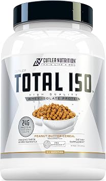 Cutler Nutrition Total ISO Whey Isolate Protein Powder Best Tasting Whey Protein Shake Featuring 100% Whey Protein Isolate, Perfect Post Workout Protein Powder Mix, Peanut Butter Cereal, 2 Pounds