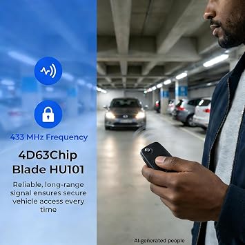 4d63chip Ford Fiesta Focus SMax BMax Ecosport Galaxy Kuga Mondeo Key Fob | 433MHZ 3 Buttons Flip Ford Fiesta Focus Key Fob Replacement Remote Key HU101Blade