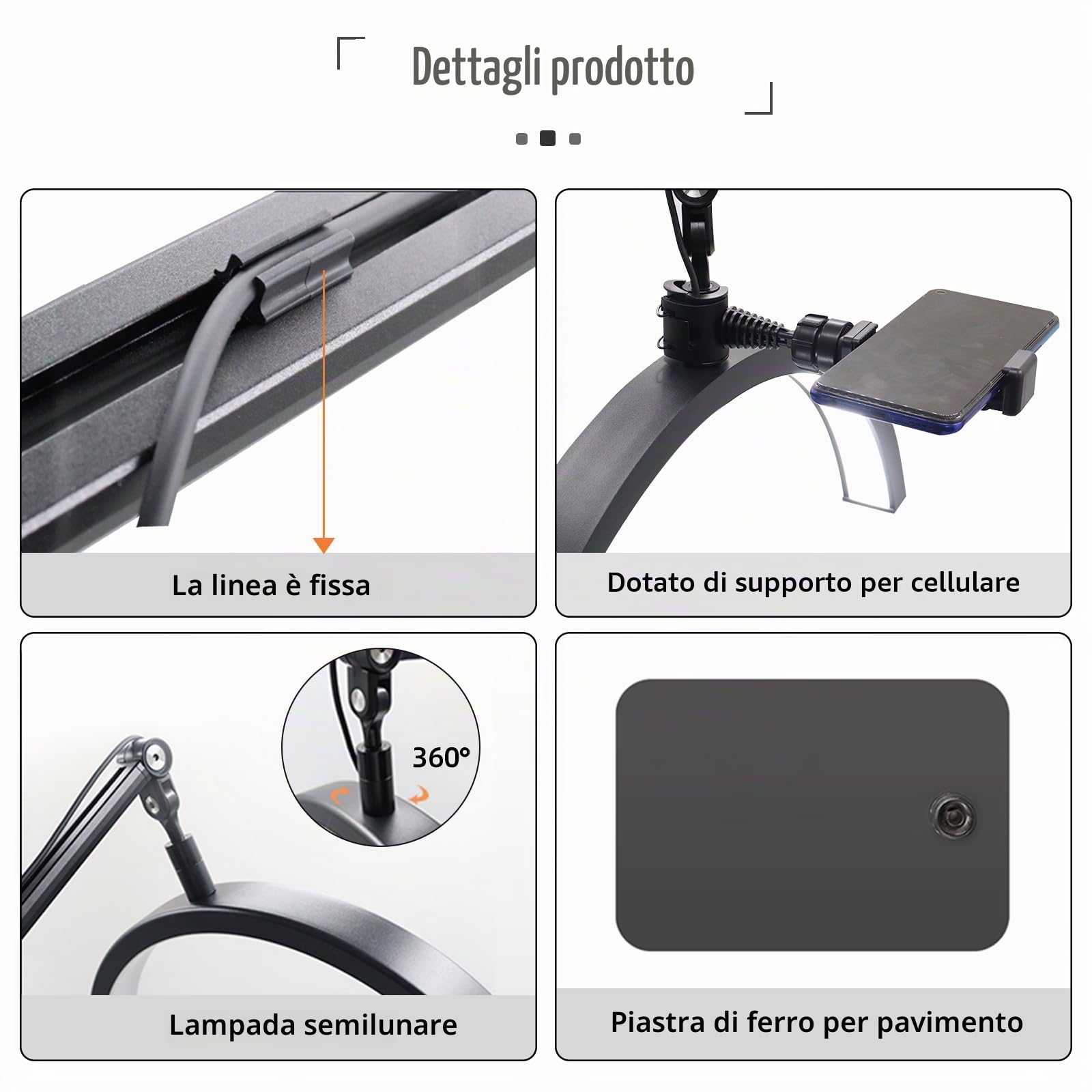 Lampada a mezza luna a LED, lampada da 36 W, lampada per ciglia con testa regolabile a 360 gradi, 3000 K-6000 K, per tatuatori, studi di bellezza.