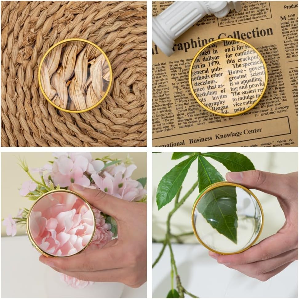 Reading Magnifying Glass 7X Paperweight hemispherical Magnifying Glass Optical Lens with Beautiful Box and Polished Bag