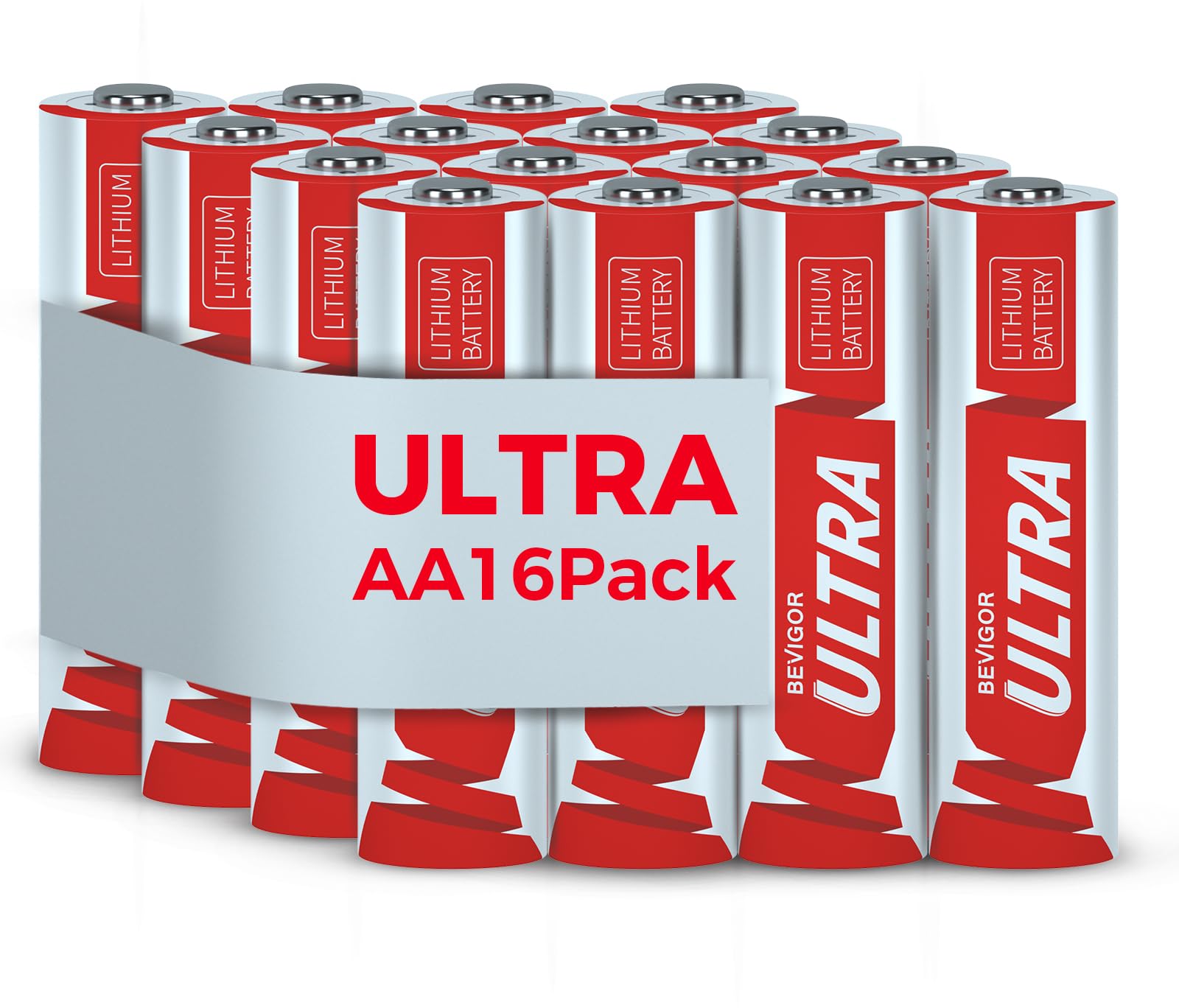 BEVIGOR Lithium Batteries AA 16 Pack, 1.5V Ultra Long Lasting Double A Lithium Battery for High-Drain Devices【Non-Rechargeable】