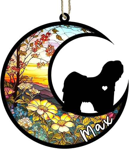 Miniatura 53 de Memorial personalizado para perro, adorno de Navidad de perro pastor alemán con nombre, razas personalizadas, atrapasador de luz para pérdida