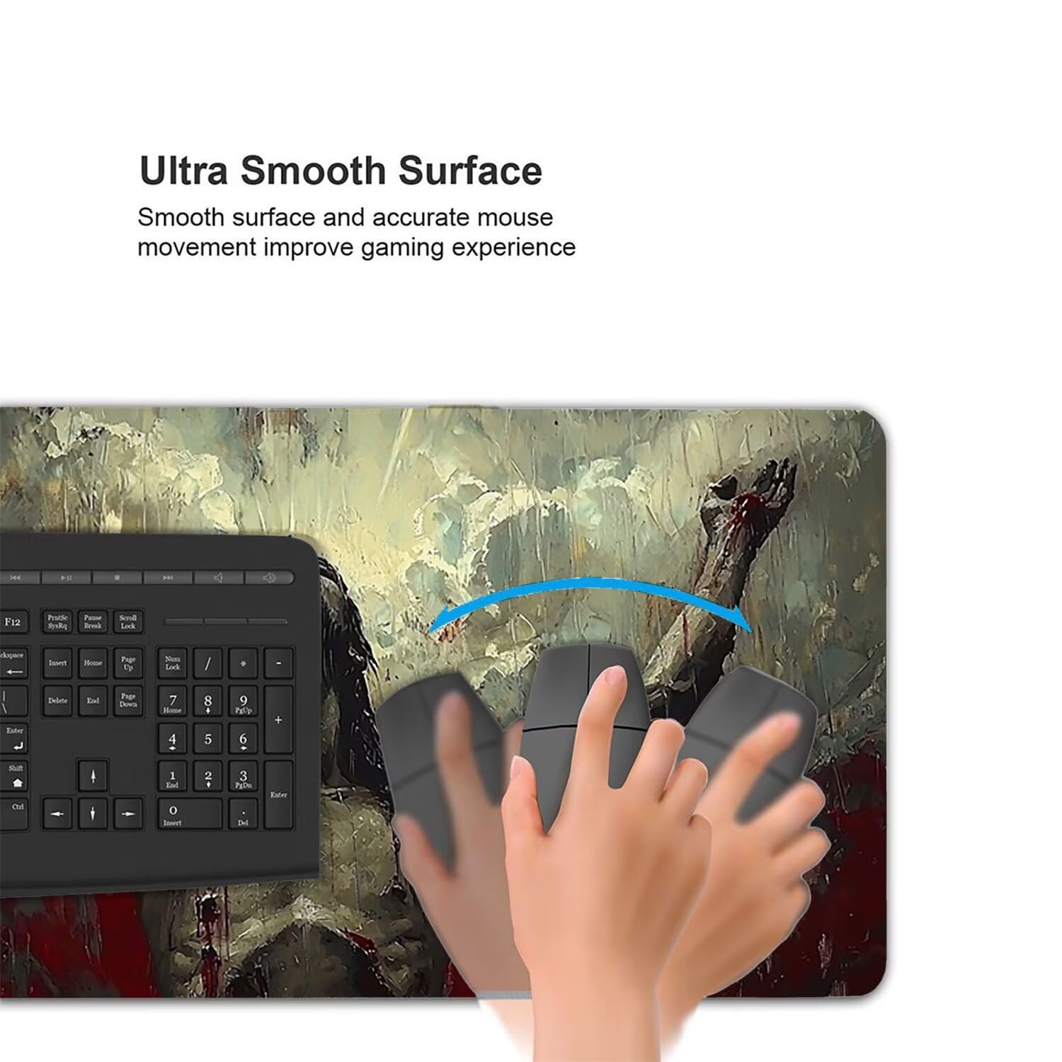 Podkładka pod mysz do gier XXL Mousepad 1000 x 500 mm, duża podkładka pod biurko z antypoślizgową gumową podstawą dla graczy, poprawia precyzję i szybkość (krzyż Jezusa) X-941