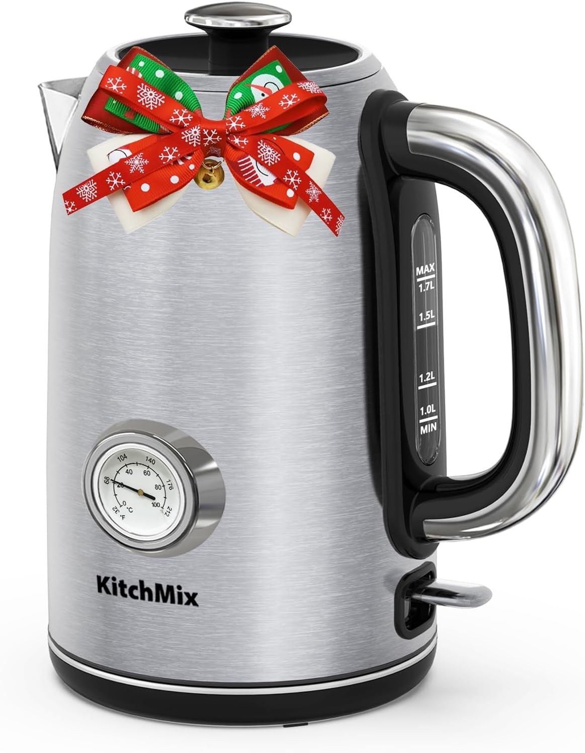 Electric Tea Kettles1500W, 1.7L Stainless Steel Tea Kettle with Thermometer, Auto Shut-Off & Boil-Dry, Cool Touch Handle, BPA Free (Stainless steel)