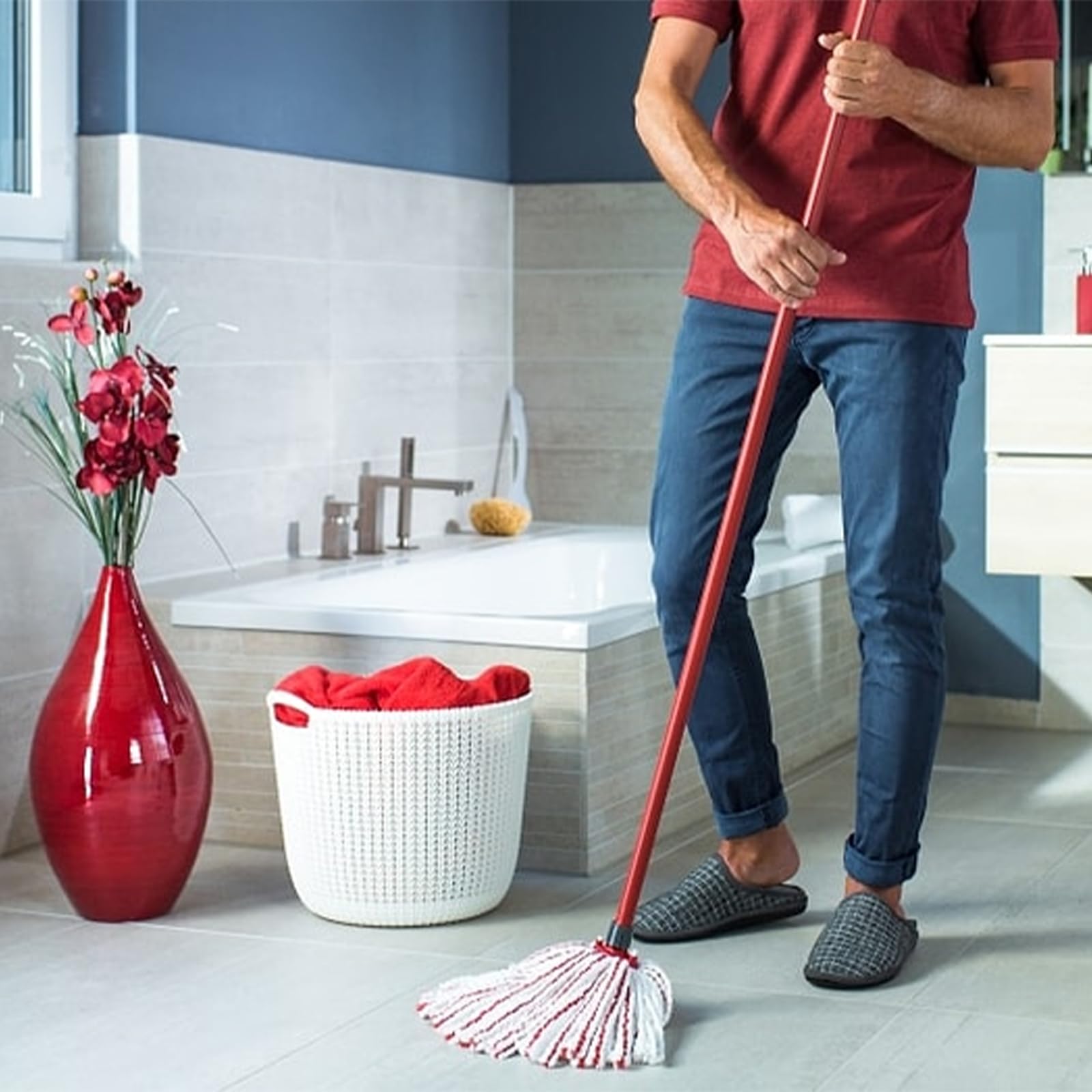 Mango de Repuesto para Vileda Turbo Mopas,4 Secciones: Poste de Fregona Ajustable de Acero Inoxidable Mop Accesorios para la Limpieza de Suelos