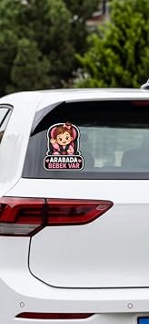 Arabada Bebek Var Oto Sticker, K z Bebek Tasar ml , Pembe Araba  kartmas , Arka Cam Sticker